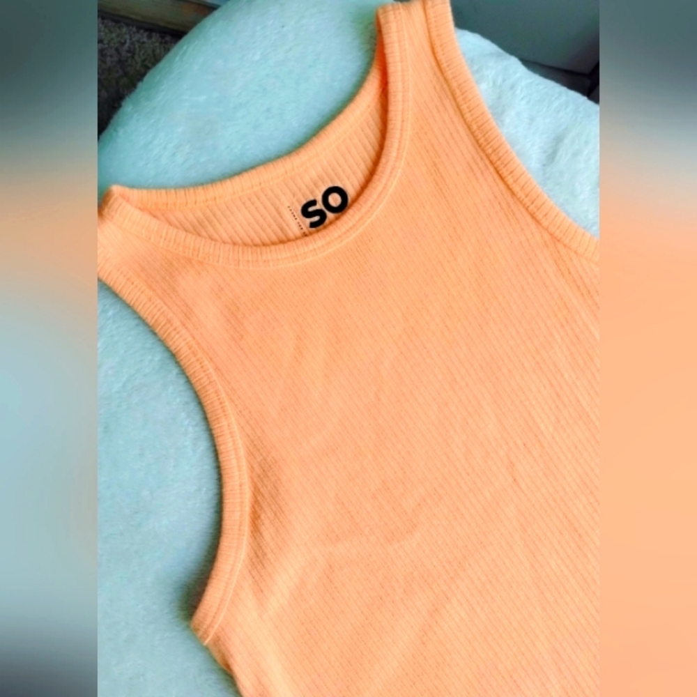 SO Women's Ribbed Midi Dress in Peach